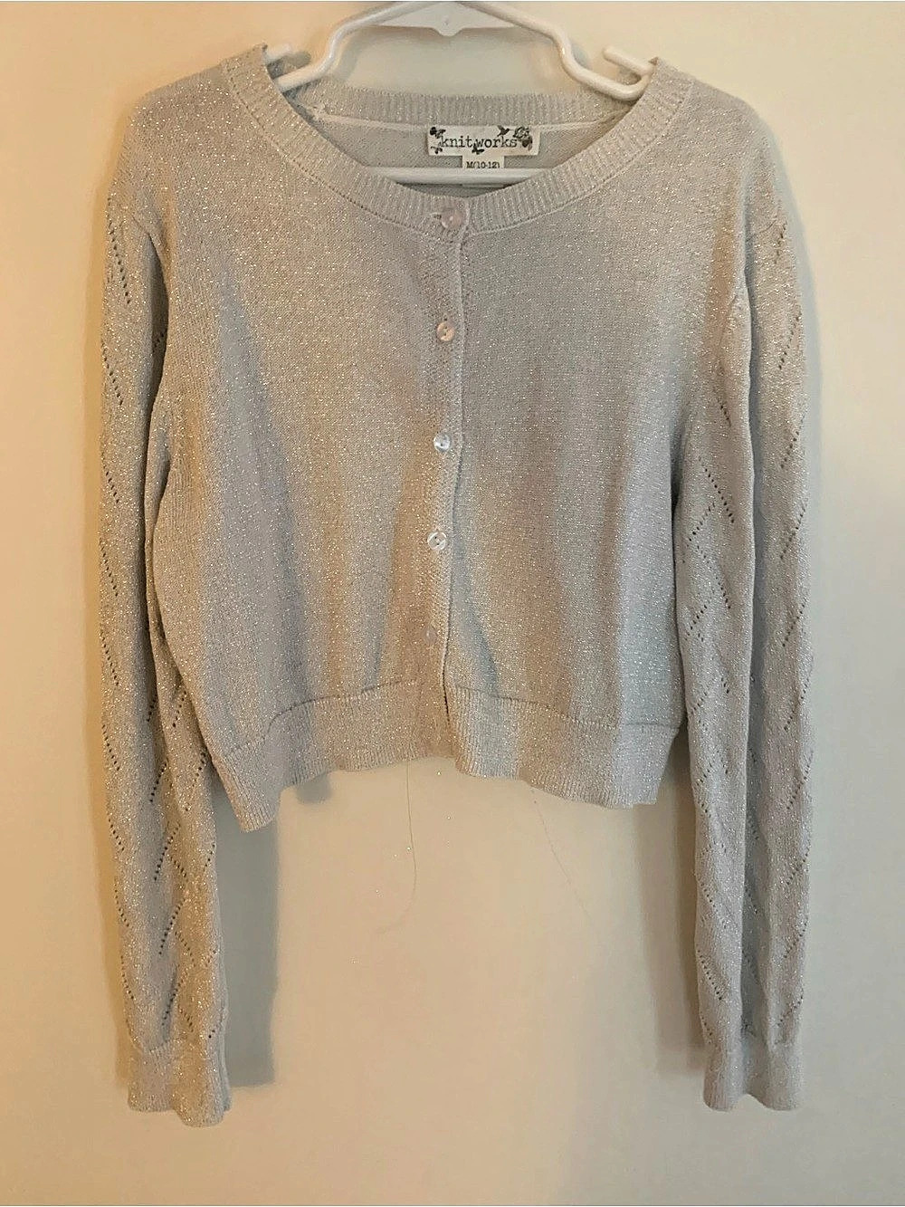 Knitworks Girls Cardigan in Gray Size Medium Like New